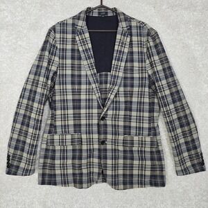 J Crew Mens Ludlow Plaid Unstructured Blazer‎ Jacket Size L Business Classic